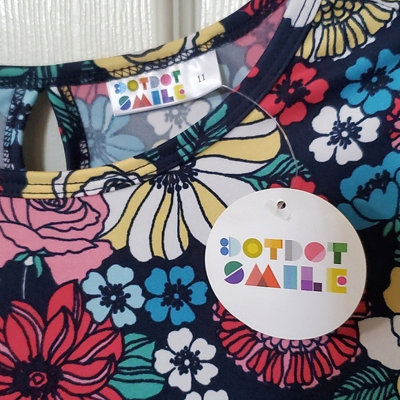 NWT Dot Dot Smile Size 11 Girls Floral Short Sleeve Dress Made In USA - Picture 4 of 7